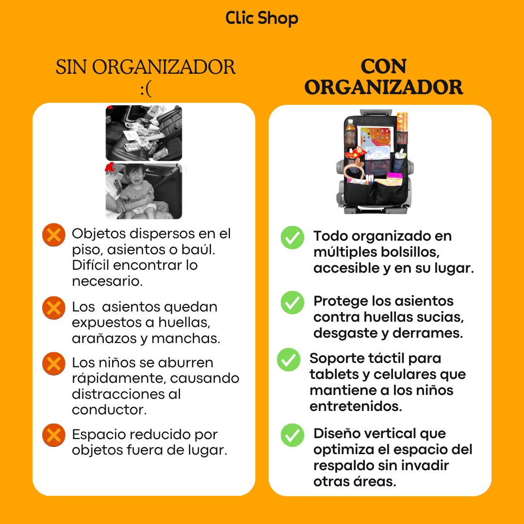 Organizador multifuncional de asiento para autos - Lleva dos por el precio de 1